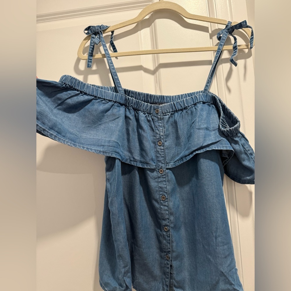 Lucky Brand Off-Shoulder Denim Top NWT